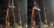 Heartstopping moment acrobat's rope snaps mid-air in same stunt that killed his wife