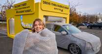 Scarlett Moffatt tests new 'drive-thru bubble wrap machine' to protect cars from parking damage