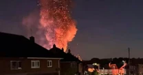 Fireball explodes into the sky over Stoke as firefighters rush to the scene