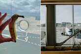 People are only just realising what holes in airport windows are for - with banana for scale