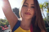 Sofia Vergara wows in Colombia football top as she gets into World Cup spirit