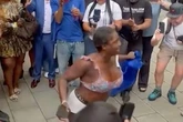 P Diddy supporter strips off and dances in baby oil in bizarre scenes outside court