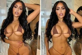 Model risks wardrobe malfunction as she flaunts curves in racy micro bikini trend