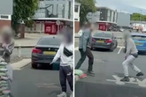 Terrifying moment Lidl customer pulls knife on security guard after being kicked out