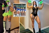 Lofty '7ft' star stuns in Halloween costumes as she asks 'which is your favourite'
