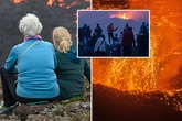 Tourists ignore warnings to marvel at bubbling lava as Icelandic volcano erupts