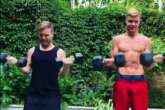 Gary Barlow struggles to keep up with 'massive son' as they film workout video