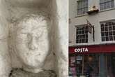 Ancient 'death mask' of 'treacherous Brit' uncovered behind wall of Costa Coffee branch