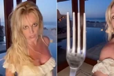 Britney Spears fans concerned as she plays with fork in erratic dance video