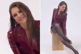 Liz Hurley sizzles in PVC blazer as she shows off endless legs in sheer tights