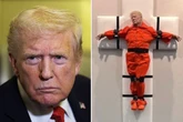Donald Trump crucified in prison suit as artist shocks world by asking 'saint or sinner'