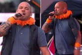 Dutch icon looks unrecognisable as he raps at a festival on the eve of Euro 2024