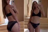 Rosie Huntington-Whiteley slips into tiny kickers and bra as fans swoon over racy video