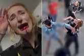 Bloodied female police officer 'sobbing' after Manchester Airport brawl in distressing clip