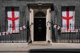 Number 10 'looks like old East End pub' as it flies flags in support of Three Lions