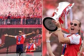 Thousands of fans celebrate Arsenal's history makers outside Emirates Stadium