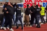 Police forced to intervene as club president brawls with fans over banner