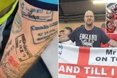 England fan has 30 passport stamp tattoos from cheering on Three Lions across globe