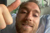 Christian Eriksen gives thumbs up and smiles in first picture from hospital bed