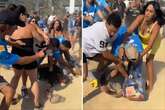 Ugly NFL brawl sees woman body-slammed as thicko LA Raiders fans turn on themselves