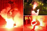 Football hooligans set police officer on fire and harm horse and dogs in 'worst violence'