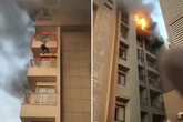 Woman leaps from fifth floor of burning building but somehow survives