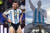 Giant statue of Argentina legend Messi causes hilarity because World Cup trophy hides his tackle