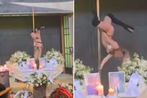 Pole dancer performs racy show at funeral for exhumed nightclub boss in ‘loving tribute'