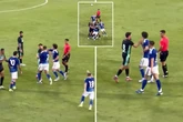 Premier League legend punches rival as star wallops team-mate in wild mass brawl