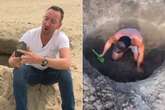 Bloke with bucket and spade stunned after beach hole mistaken for 'cosmic crater'