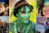 Face-painted Brits celebrate May Day across the country at colour-spilling festivals