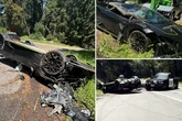 Lamborghini driver lands upside down as pictures show £260k sports car crushed
