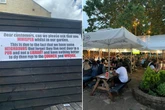 Pub owner puts up brutal sign in beer garden after noise complaints threaten business