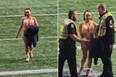 Stewards give streaker 'all the time in the world' to wander around pitch naked