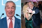 Jodie Marsh dances with Nigel Farage as he tries to hide face from camera