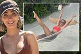 Frankie Bridge strips to skimpy bikinis while sunbathing on Maldives holiday