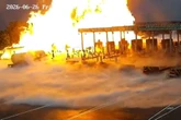 Five dead after tanker crashes into toll booth and explodes in huge fireball in India