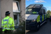 Moment terror cops swarm house and arrest topless man after 'loud bang'