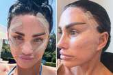 Katie Price seen with bandaged face in bed as she shows off facelift progress