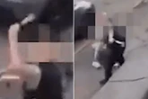 Bald axeman chases bloke down street in broad daylight then takes a swing at him