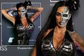 Katie Price flaunts boob job in sexy skeleton jumpsuit for glam Halloween bash