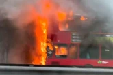 Double-decker horror as London bus bursts into flames on busy road