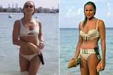 Amanda Holden, 53, wows in tiny white bikini as she channels Bond girl on beach