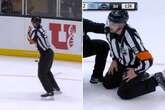 Ice hockey ref gets standing ovation after suffering every man's worst nightmare