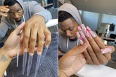 Couple go viral after man lets wife practice her nail skills on his hands