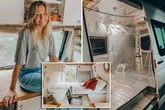 Woman turns run-down van into stunning motorhome and travels the world in it