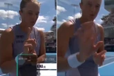 Tennis star tells camera to 'stop filming me' as she removes clothing item