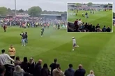 Fan taunting rivals hit with 'tackle of the season' by Stone Island yob in play off final fight