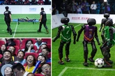 China's humanoid robot football descends into chaos as bots are stretched from the pitch