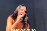 Female rock singer performing in heatwave forced to strip to her underwear